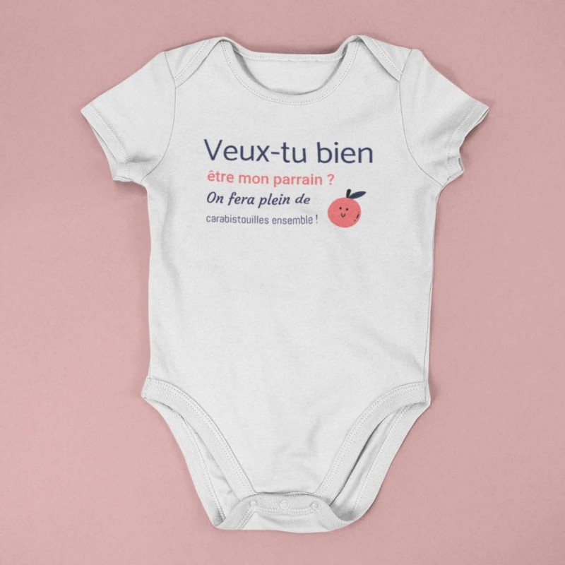 Body Bébé Planetee - Motif Camping-car Avec Parrain - Imprimé En France, Col Rond, Lavable Machine